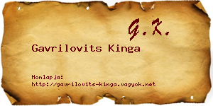 Gavrilovits Kinga névjegykártya